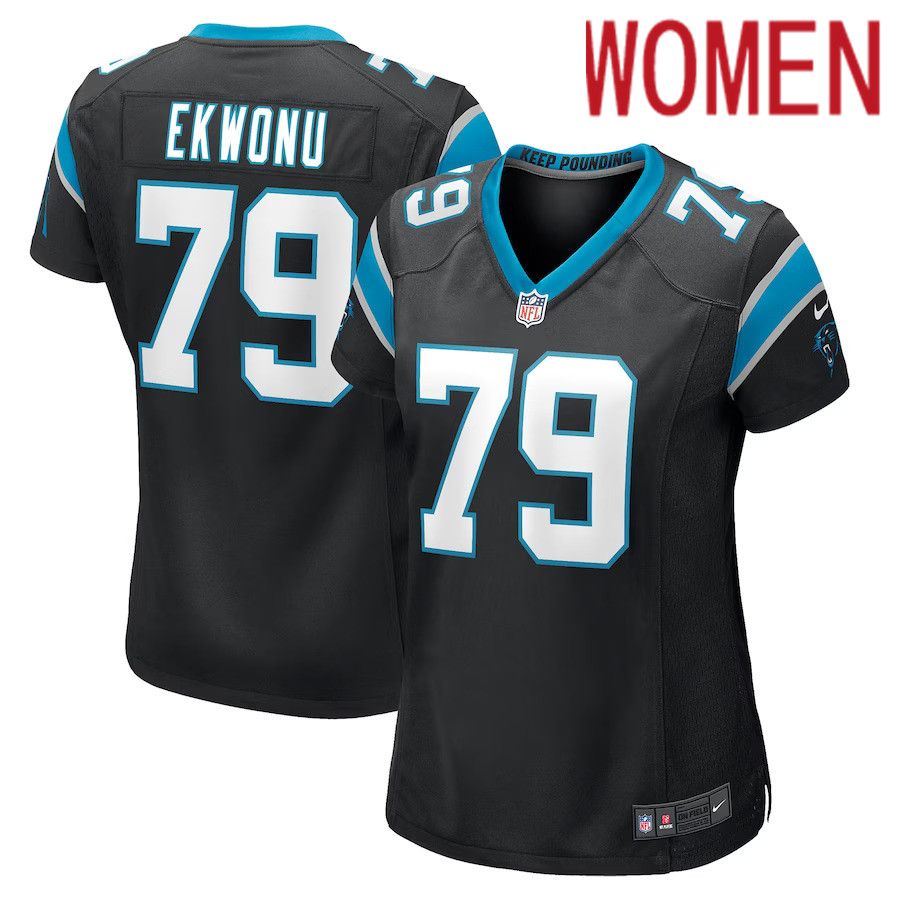 Women Carolina Panthers #79 Ikem Ekwonu Nike Black Player Game NFL Jersey